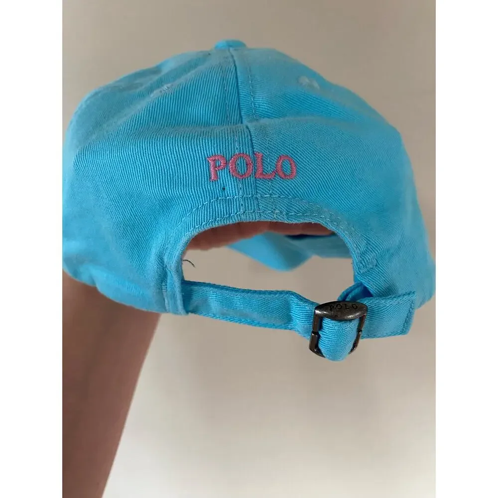 Polo Ralph Lauren Hat Cap Youth Kids 4-7 OS Adjustable Strap Back Big Pink Pony